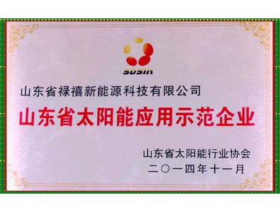 山東省太陽能應用示范企業